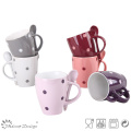 10oz Glazing with Dots Ceramic Mug with Spoon for Promotion